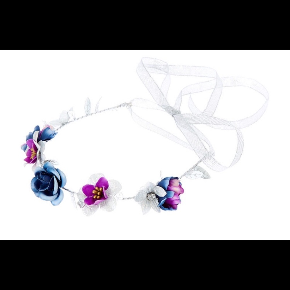 Silver Glitter Flower Crown Tie Headwrap